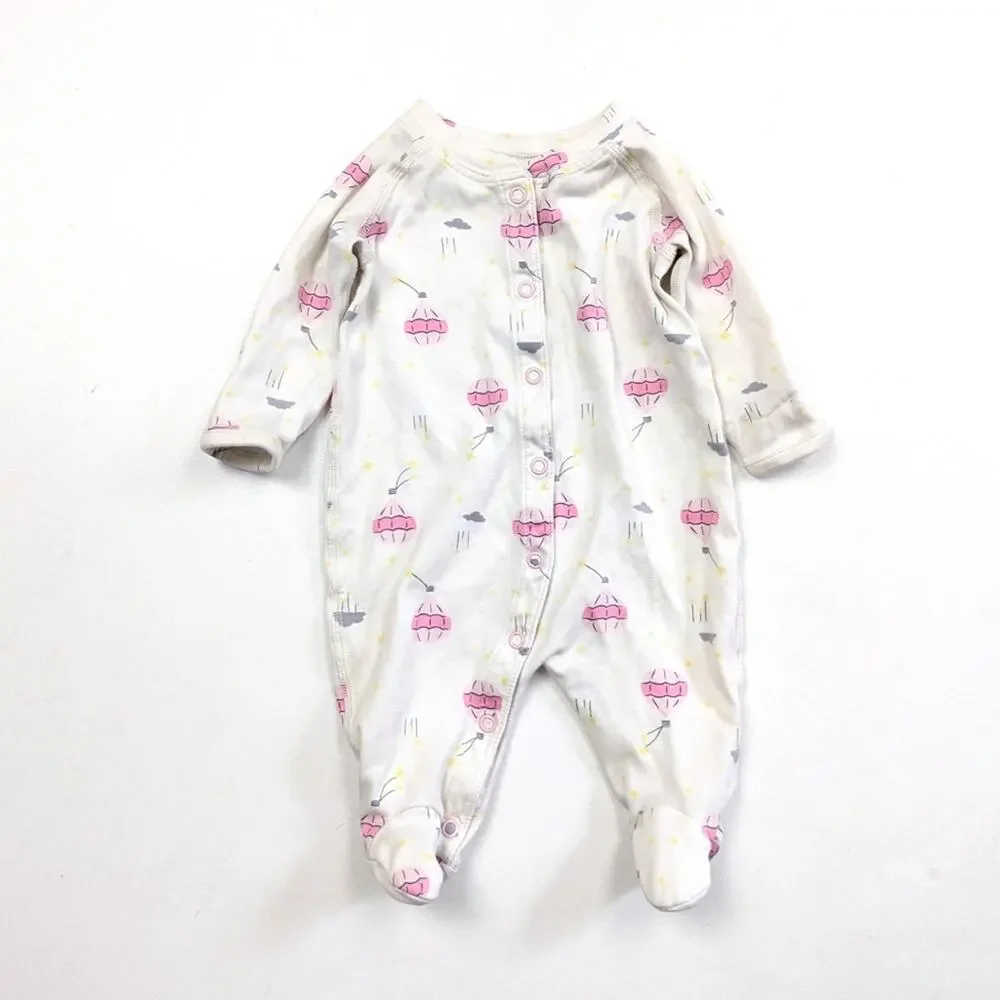 Hanna Andersson Sleeper Baby Girls Size 50 0-3m Hot Air Balloon Organic Pima